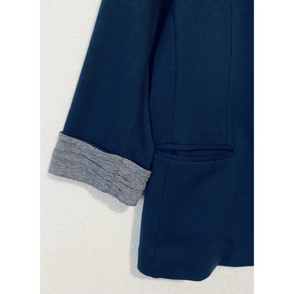 Skies Are Blue Blazer Womens Large Navy Blue Asa Knit Open Front 3/4 Sleeve Work - Picture 4 of 8